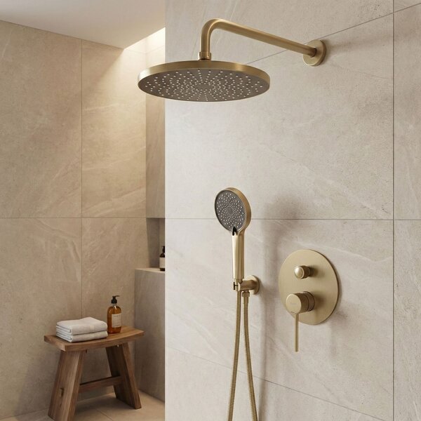 Rea Lungo Stripe, podomítková sprchová souprava + BOX, zlatá matná, REA-P9492
