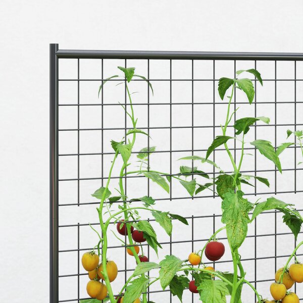 Outsunny Velký Zahradní Květináč z Pozinkované Oceli s Trellis pro Popínavé Rostliny a Otevřenou Základnou pro Terasu nebo Balkon 80x115x125 cm Tmavě