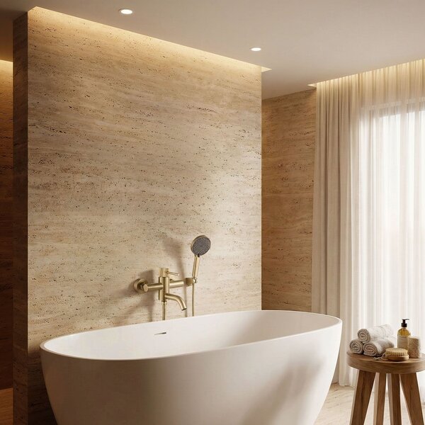 Vanová baterie Rea Lungo Stripe Gold Brush