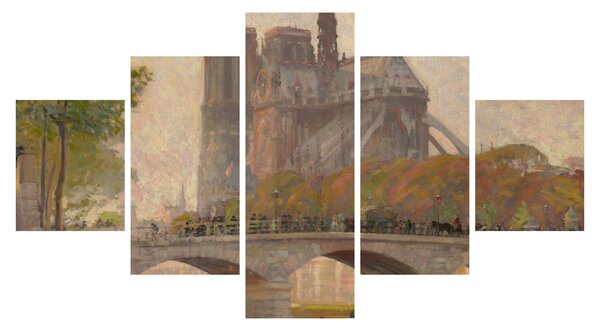 Obraz - Robert William Vonnoh, Notre Dame de Paris, reprodukce (125x70 cm)