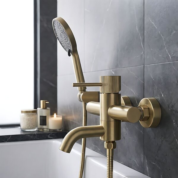 Vanová baterie Rea Lungo Stripe Gold Brush