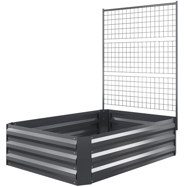 Outsunny Velký Zahradní Květináč z Pozinkované Oceli s Trellis pro Popínavé Rostliny a Otevřenou Základnou pro Terasu nebo Balkon 80x115x125 cm Tmavě