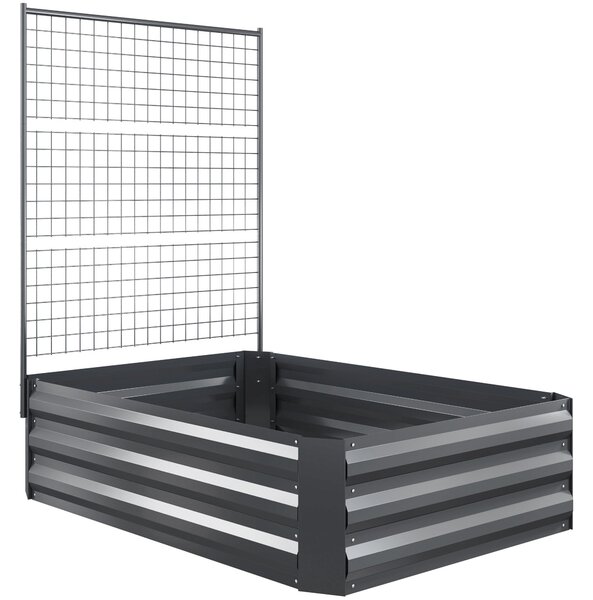 Outsunny Velký Zahradní Květináč z Pozinkované Oceli s Trellis pro Popínavé Rostliny a Otevřenou Základnou pro Terasu nebo Balkon 80x115x125 cm Tmavě