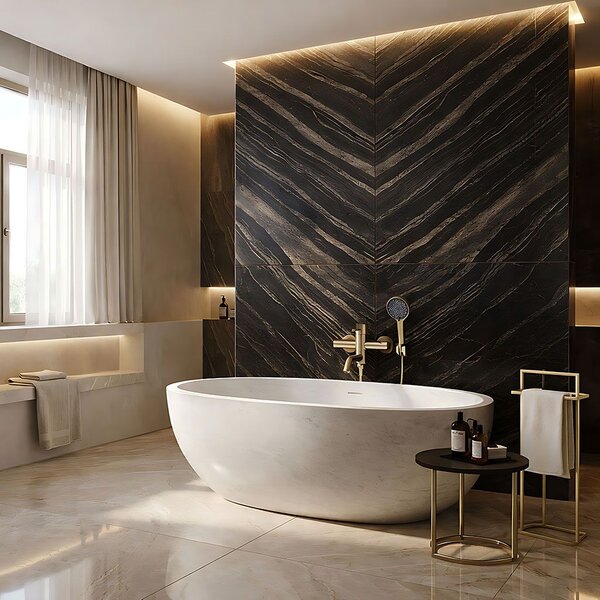 Vanová baterie Rea Lungo Stripe Gold Brush