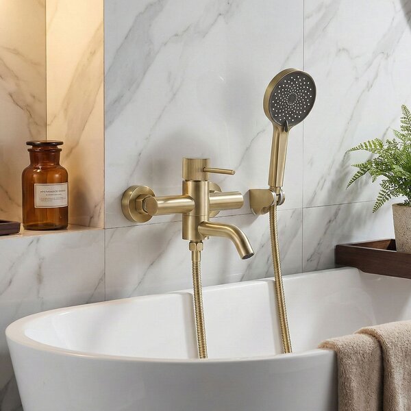 Vanová baterie Rea Lungo Stripe Gold Brush
