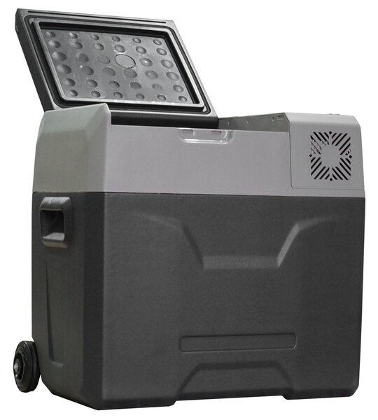 HOMCOM Chladnička s kompresorem 50 litrů Elektrická chlazená až na -20°C Mini chladnička s ECO módem, funkce chlazení, mrazící box 12/230 V pro auto