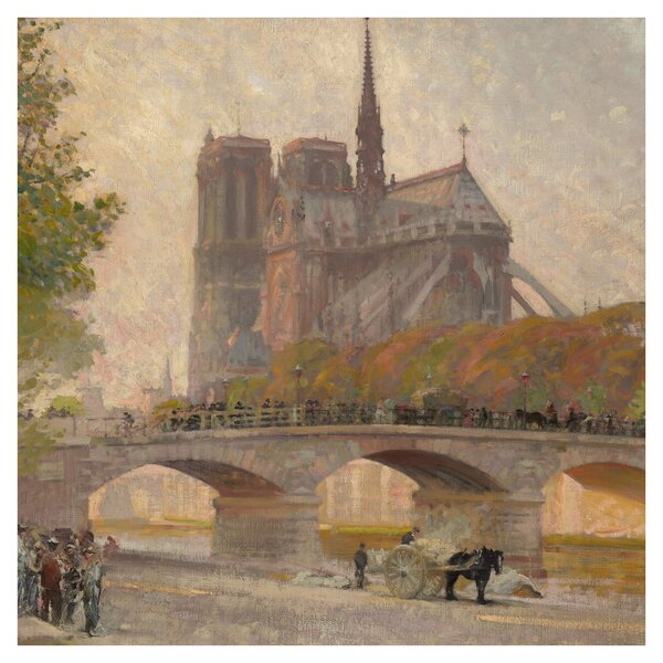 Obraz - Robert William Vonnoh, Notre Dame de Paris, reprodukce (30x30 cm)