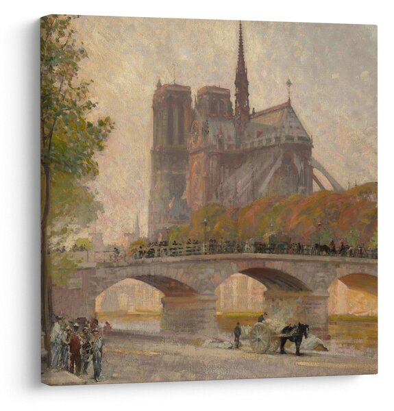 Obraz - Robert William Vonnoh, Notre Dame de Paris, reprodukce (30x30 cm)