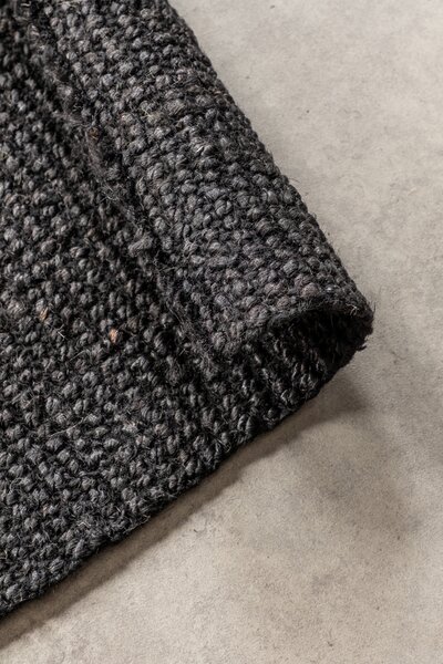 Hanse Home, Běhoun Bouclé Jute 105976 Black, 80x200, černá, chodba / předsíň