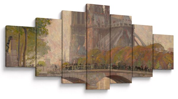 Obraz - Robert William Vonnoh, Notre Dame de Paris, reprodukce (210x100 cm)
