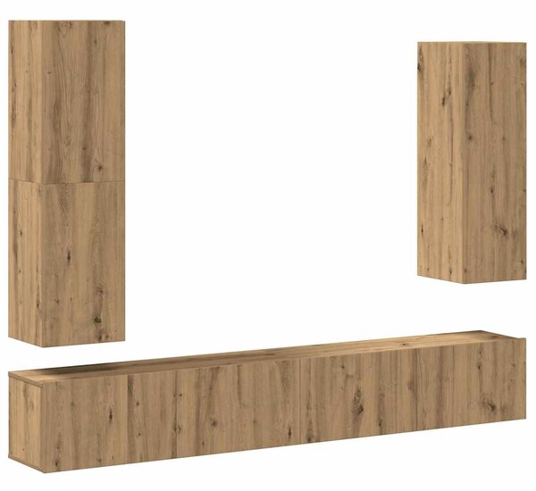 Sada 4 kusů nástěnné TV skříňka dub artisan kompozitní dřevo 3329154