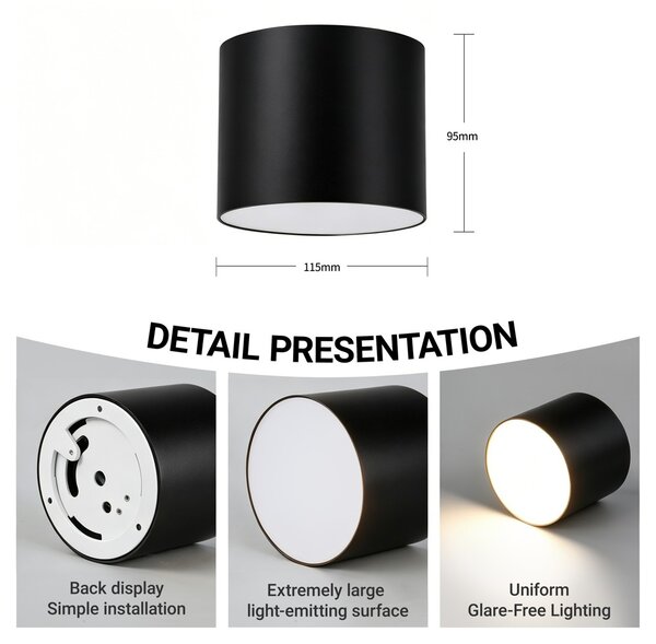 Immax NEO LITE RONDATES Smart stropní svítidlo černé 11,5cm 18W 1458lm Tuya WiFi BEACON