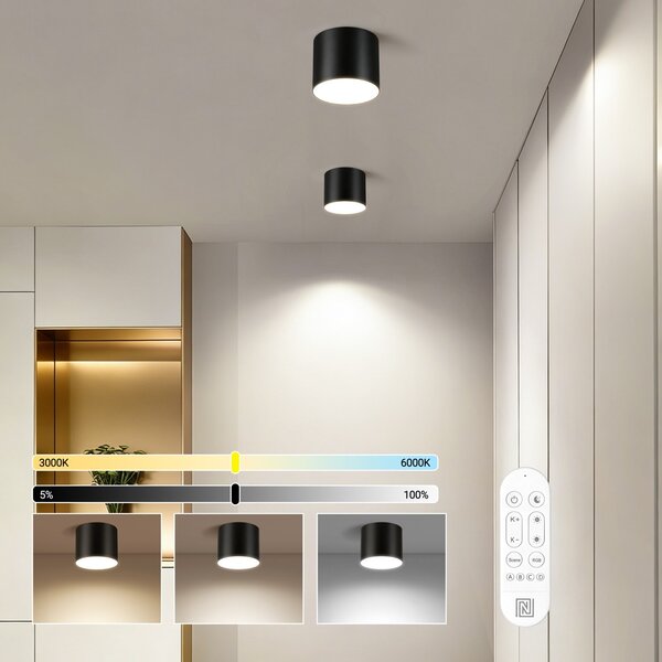Immax NEO LITE RONDATES Smart stropní svítidlo černé 11,5cm 18W 1458lm Tuya WiFi BEACON
