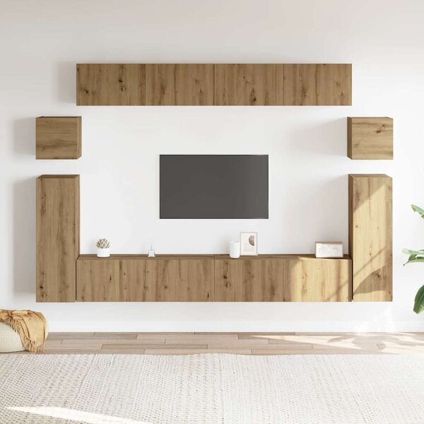 Sada 8 kusů nástěnné TV skříňka dub artisan kompozitní dřevo 3329148