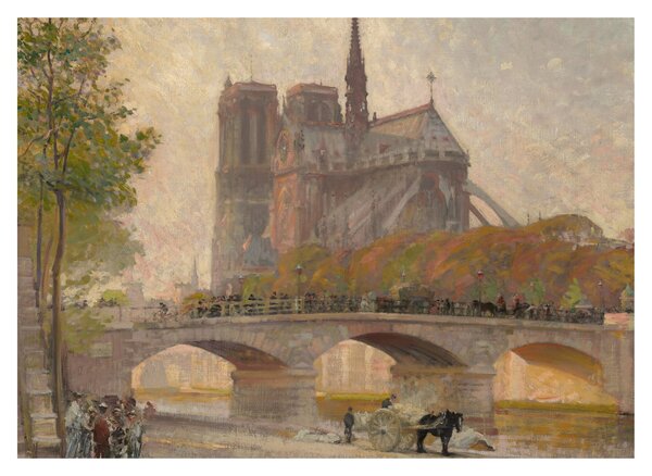 Obraz - Robert William Vonnoh, Notre Dame de Paris, reprodukce (70x50 cm)