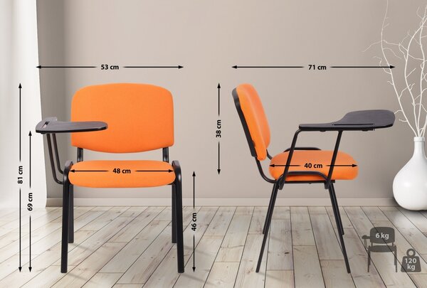 Židle Ken se skládacím stolkem - oranžová