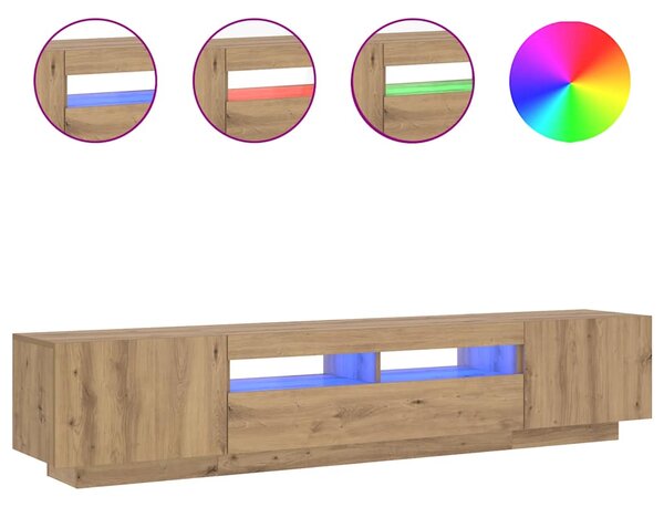 TV stolek s LED dub artisan 200x35x40 cm kompozitní dřevo 3329166