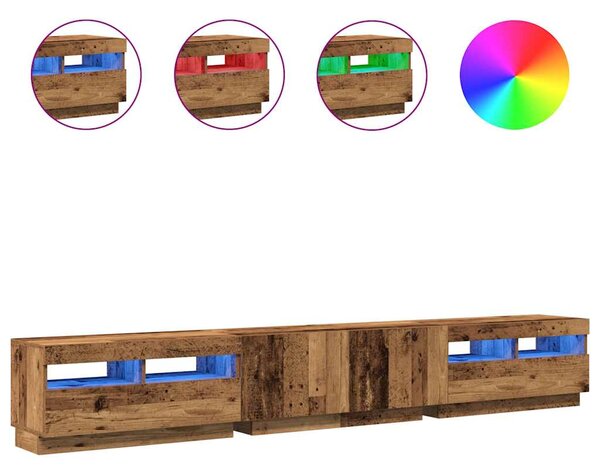 TV stolek s LED old wood 260x35x40 cm kompozitní dřevo 3329167