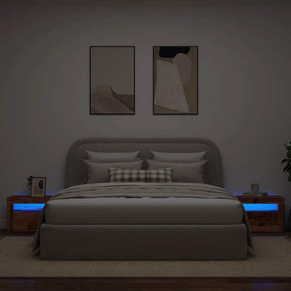 Noční stolky 2 ks s LED osvětlením starého dřeva 60 x 35 x 40cm 3329161