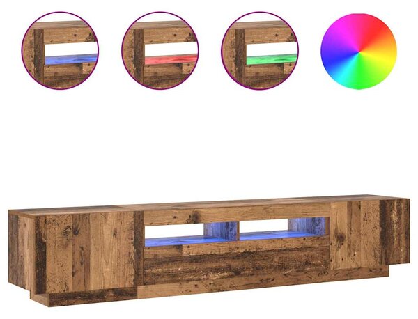TV stolek s LED old wood 200x35x40 cm kompozitní dřevo 3329165