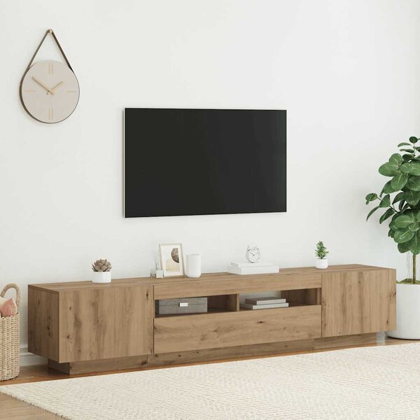 TV stolek s LED dub artisan 200x35x40 cm kompozitní dřevo 3329166