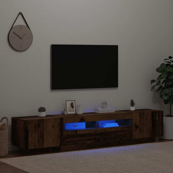 TV stolek s LED old wood 200x35x40 cm kompozitní dřevo 3329165