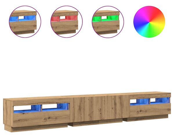 TV stolek s LED dub artisan 260x35x40 cm kompozitní dřevo 3329168