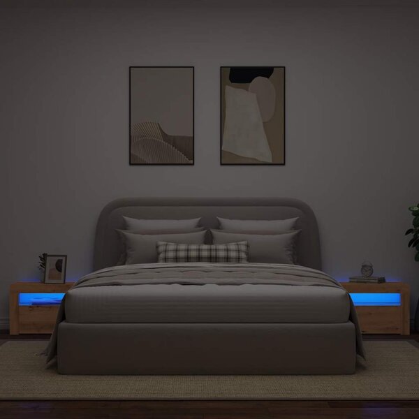 Noční stolky 2 ks s LED osvětlením dub artisan 60 x 35 x 40 cm 3329162