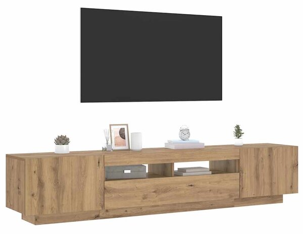 TV stolek s LED dub artisan 200x35x40 cm kompozitní dřevo 3329166