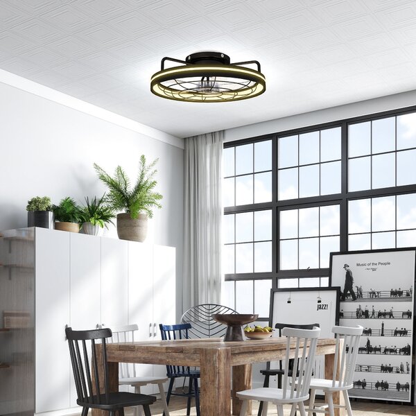 HOMCOM stropní ventilátor se světlem, dálkové ovládání, Ø48 cm, 40W LED, 3 teploty světla, časovač, 6 rychlostí, stmívatelný, tichý DC motor, černý |
