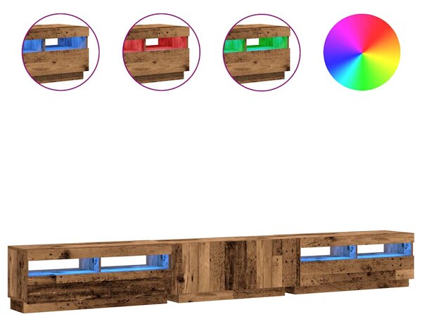TV stolek s LED old wood 300x35x40 cm kompozitní dřevo 3329169