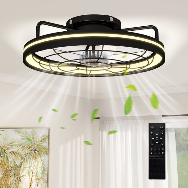 HOMCOM stropní ventilátor se světlem, dálkové ovládání, Ø48 cm, 40W LED, 3 teploty světla, časovač, 6 rychlostí, stmívatelný, tichý DC motor, černý |