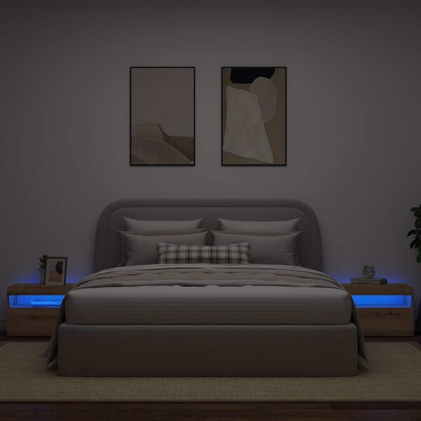 Noční stolek s LED dub artisan 60 x 35 x 40 cm kompozitní dřevo 3329176