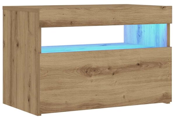 Noční stolek s LED dub artisan 60 x 35 x 40 cm kompozitní dřevo 3329176