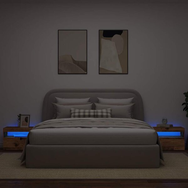Noční stolek s LED staré dřevo 60 x 35 x 40 cm kompozitní dřevo 3329175