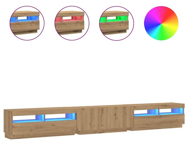 TV stolek s LED dub artisan 300x35x40 cm kompozitní dřevo 3329170
