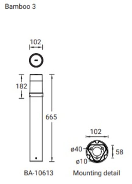 VÝPRODEJ VZORKU LIGMAN Venkovní sloupkové svítidlo BAMBOO 3 černé 3000K 15W 474lm IP65 RAL9011 kryt opal vč.A107091 (zemní držák)