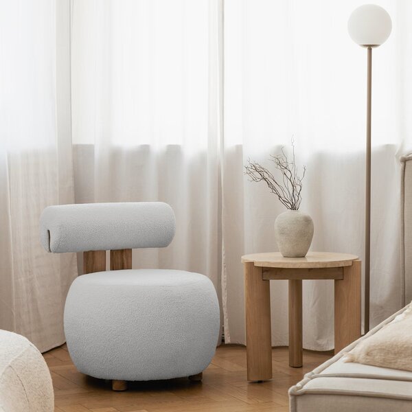 Bílé designové křeslo HANNA, dub Now or never 01