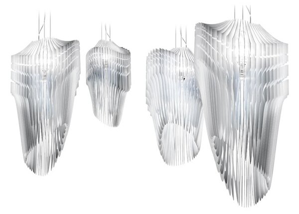 SLAMP AVISM00WHF01T00000EU Avia suspension M, bílé designové svítidlo od Zaha Hadid, 3x12W E27 + 7W Spot LED PAR 20, 100cm