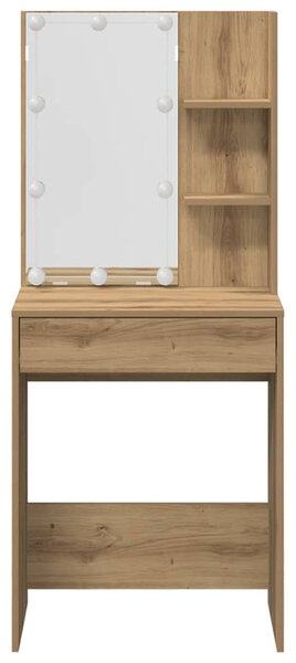 Sada toaletního stolku s LED dub artisan kompozitní dřevo 3329182