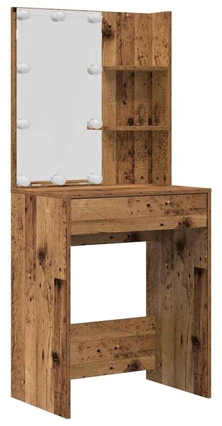 Set toaletního stolku s LED staré dřevo kompozitní dřevo 3329187
