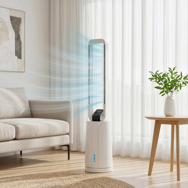 HOMCOM 3v1 přenosný výparný chladič vzduchu — zvlhčovač a ventilátor, 2 chladící vložky, nádrž 1,7 l, 15hod. časovač, 70° oscilace, dálkové ovládání