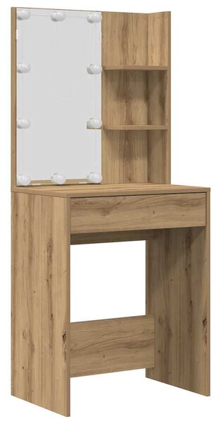 Sada toaletního stolku s LED dub artisan kompozitní dřevo 3329188
