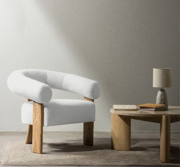 Bílé designové křeslo KOKEI, dub Now or never 01