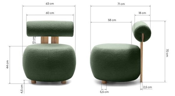 Tmavě zelené designové křeslo HANNA, dub Now or never 37