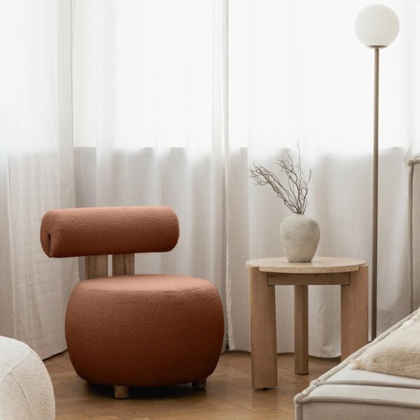 Hnědé designové křeslo HANNA, dub Now or never 54
