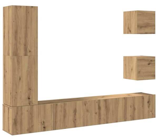 Sada 5 kusů nástěnné TV skříňka dub artisan kompozitní dřevo 3329202