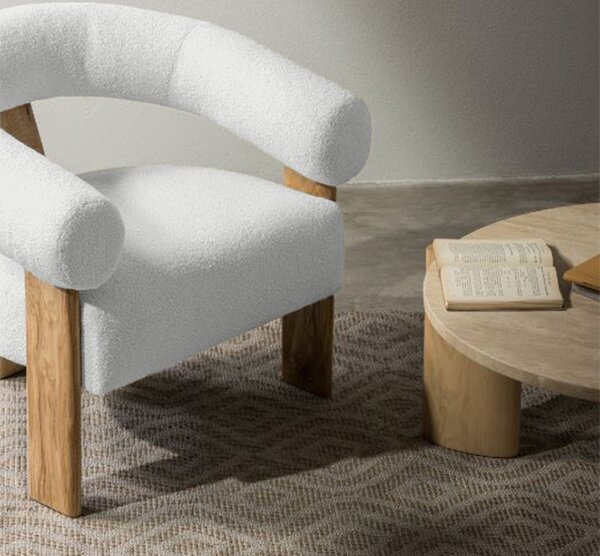 Bílé designové křeslo KOKEI, dub Now or never 01