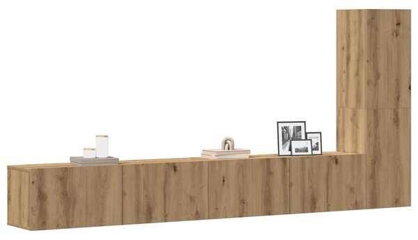 Sada 3 kusů nástěnné TV skříňka dub artisan kompozitní dřevo 3329198