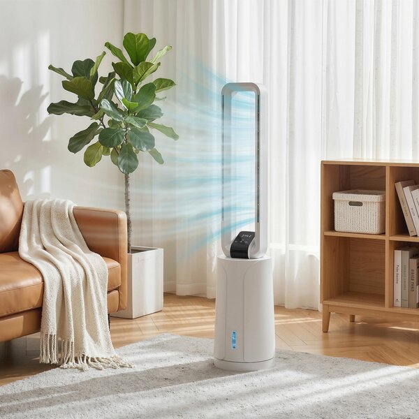 HOMCOM 3v1 přenosný výparný chladič vzduchu — zvlhčovač a ventilátor, 2 chladící vložky, nádrž 1,7 l, 15hod. časovač, 70° oscilace, dálkové ovládání